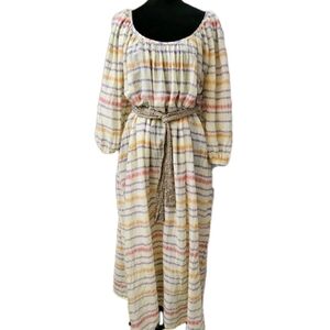 Zara Bohemian Striped Cream Maxi Dress-XS (Oversized)